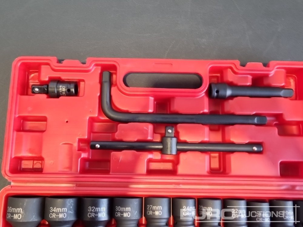 Unused Boss 1/2" 28pc Pneumatic Short Sleeve Socket Set, 3" Connecting Rod, 5" Connecting Rod Universal Joint, 10" Sliding Rod, 10" Bending Rod Adapter 3/4"-1/2" - Bygningsudstyr: billede 5 Unused Boss 1/2" 28pc Pneumatic Short Sleeve Socket Set, 3" Connecting Rod, 5" Connecting Rod Universal Joint, 10" Sliding Rod, 10" Bending Rod Adapter 3/4"-1/2" - Bygningsudstyr: billede 5