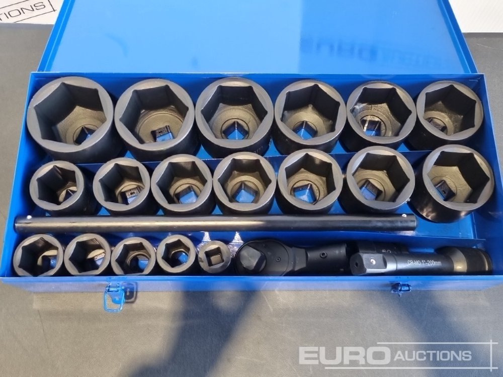 Unused Boss 1" 21pc Pneumatic Socket Set, 8" Impact Extension Bar, Universal Joint, Quick Release Ratchet Handle, 20" T-sliding Bar - Bygningsudstyr: billede 4 Unused Boss 1" 21pc Pneumatic Socket Set, 8" Impact Extension Bar, Universal Joint, Quick Release Ratchet Handle, 20" T-sliding Bar - Bygningsudstyr: billede 4