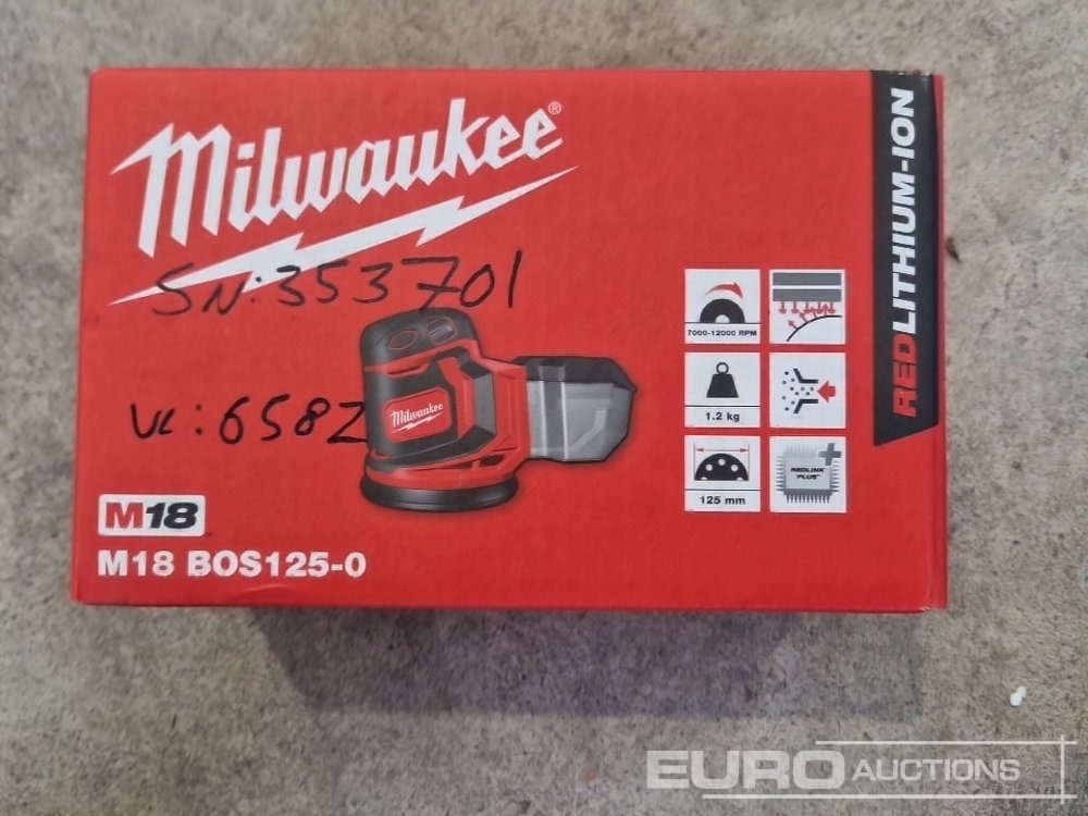 Bygningsudstyr Unused Milwaukee M18 BOS125-0 18V 125mm Random Orbit Sander (Body Only): billede 22