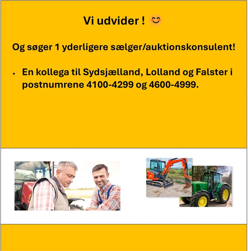 Vi udvider og søger Sælgere/auktionskonsulenter - 1 yderligere dygtige sælger: Til Sydsjælland, Lolland og Falster - Øvrig maskin: billede 1 Vi udvider og søger Sælgere/auktionskonsulenter - 1 yderligere dygtige sælger: Til Sydsjælland, Lolland og Falster - Øvrig maskin: billede 1