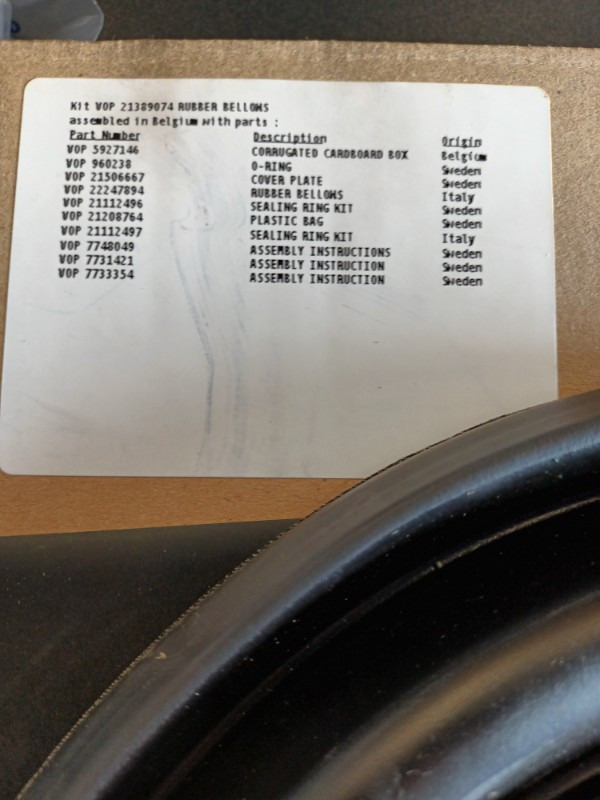 VOLVO PENTA BELLOW KIT 21389074 - Motor og reservedele for Industrimaskine: billede 2 VOLVO PENTA BELLOW KIT 21389074 - Motor og reservedele for Industrimaskine: billede 2