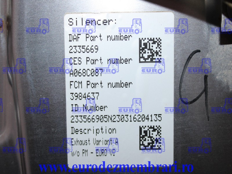 TOBA ESAPAMENT CATALIZATOR DAF XF XG EURO 6 2335669, 2327462, 2398002 - Katalysator for Lastbil: billede 5 TOBA ESAPAMENT CATALIZATOR DAF XF XG EURO 6 2335669, 2327462, 2398002 - Katalysator for Lastbil: billede 5