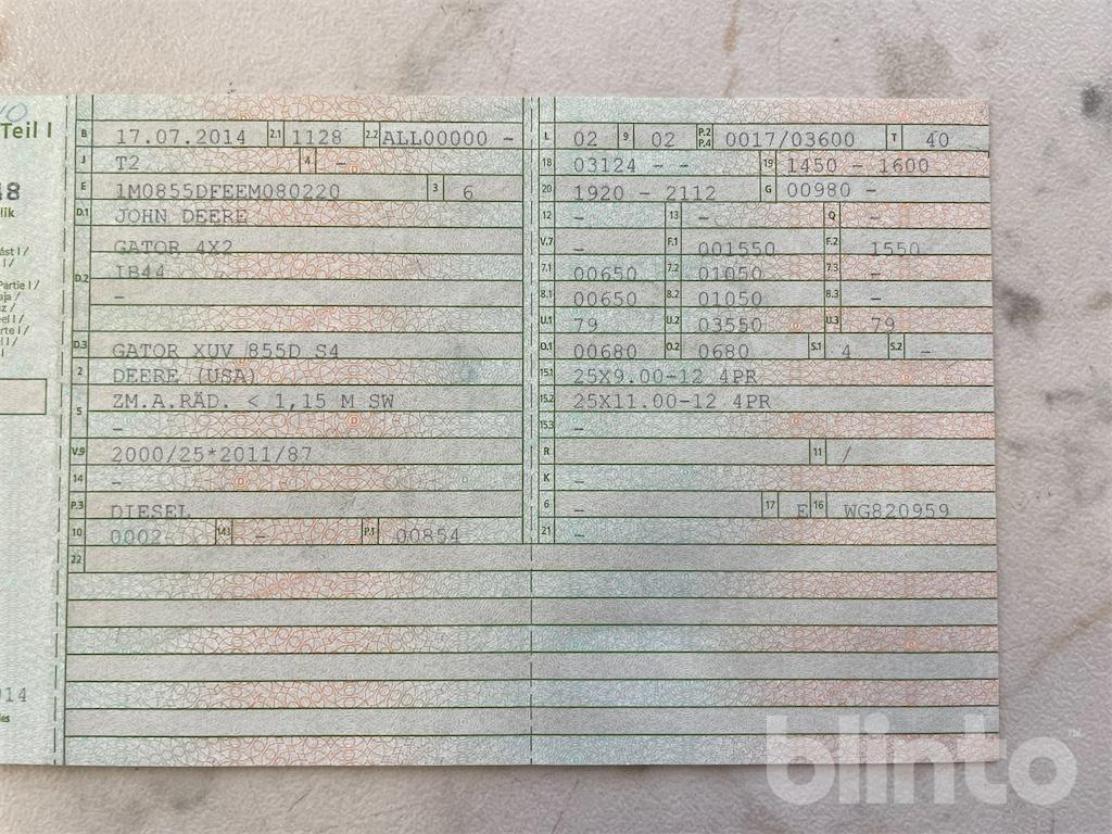 ATV/ Quad John Deere Gator XUV 855D 4x2 (2014): billede 7