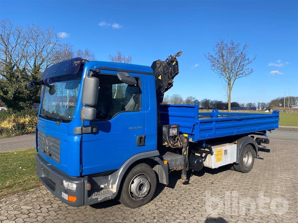 MAN TGL 8.210 (2008) m. Meiller-Kipper u. Hiab-Kran - Tipvogn lastbil, Lastbil med kran: billede 1 MAN TGL 8.210 (2008) m. Meiller-Kipper u. Hiab-Kran - Tipvogn lastbil, Lastbil med kran: billede 1